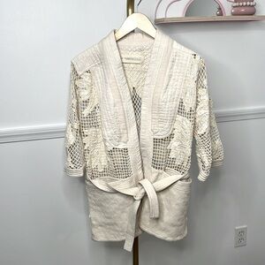 Free People New Romantics cut out pocket cardigan beige size XS